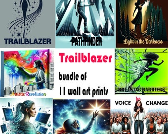 Inspirational Trailblazer Digital Art Collection, Girls Motivational Poster Bundle, Office Wall Decor, Ensemble de 11 tirages, Téléchargement numérique