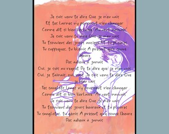 Serge Gainsbourg, Je suis venu te dire que je m‘en vais, DIGITAL DOWNLOAD, french chansons, portrait Serge, poem print