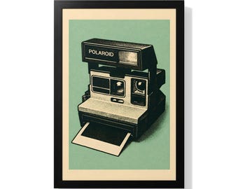 Vintage Polaroid Camera Digital Print, Retro Instant Camera Download, 80s Photography, Instant Photo Camera Art, Wall Decor Digital