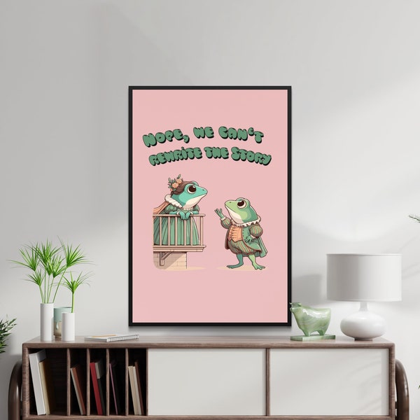 Romeo and Juliet Frogs Art Print, Shakespearean Theater Illustration, Digital Download, Amphibian Lovers Gift, Whimsical Wall Decor