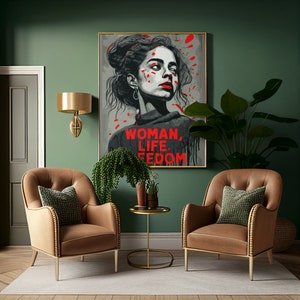 Remember Mahsa Amini Poster PNG SVG, Charcoal drawing, DIGITAL, Woman Life Freedom, feminist art