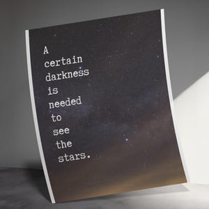 Stars in Darkness Inspirational Quote Wall Art, Digital Download, Motivational Poster, Starry Night Background, Home Decor, PNG Clipart