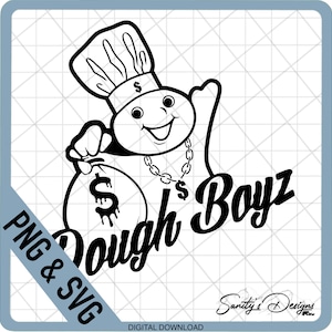 Dough Boyz Outline, Money Bag png, Classico, Cappuccio svg, Decal Design, Download digitale, SVG, File PNG per download digitale