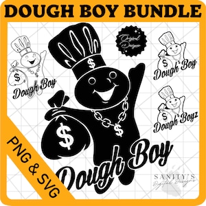 Dough Boy, Dough Boy Money Bag SVG, PNG, Contorno, Money Bag PNG, Download digitale, Classic Dough Boy SVG, 8 Bundle, SVG, File digitale PNG