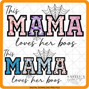 Esta mamá ama a sus abucheos, PNG, amor, vida de mamá, regalo personalizado, Halloween, niño y niña, rosa y azul, archivo de descarga digital PNG