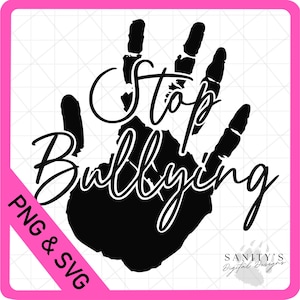 Pink Shirt Day png, Stop Bullying svg, Hand, Anti Bully Day, Instant Download, SVG, PNG, Digital File