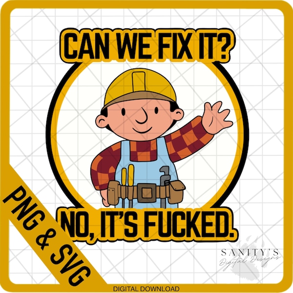 Bob the builder png, Layered SVG, Can we fix it png, 90s baby, Bob svg, SVG, PNG Digital Download File