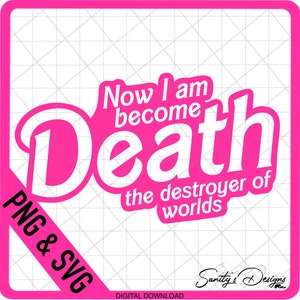 Barb, Layered SVG, Barbenheimer, Jetzt bin ich der Tod, Zerstörer der Welten, Party, Pink, SVG, PNG Digitale Datei