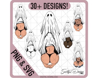 Ghost Girl, Ghost, cute, sexy, Thicc Girl, Thin, POC, Naughty, nsfw, Tattoos, Halloween, socks, feet, 30 bundle pack, SVG, PNG Digital File
