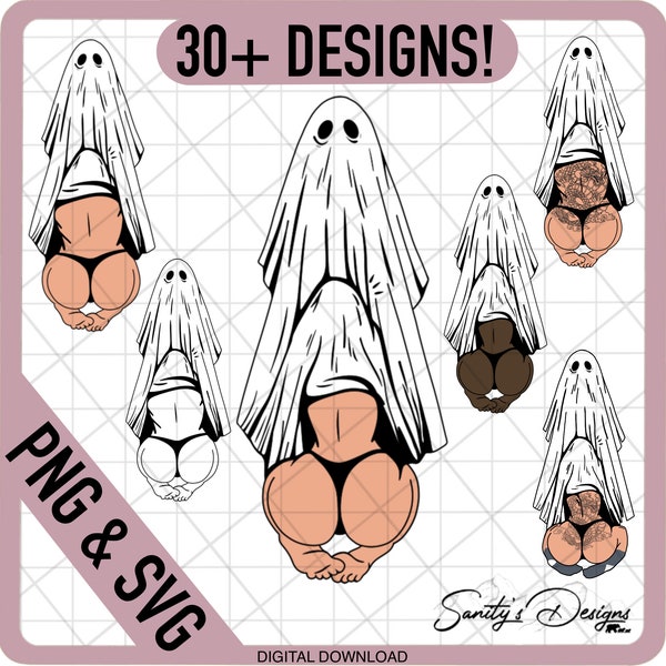 Ghost Girl, Ghost, cute, sexy, Thicc Girl, Thin, POC, Naughty, nsfw, Tattoos, Halloween, socks, feet, 30 bundle pack, SVG, PNG Digital File