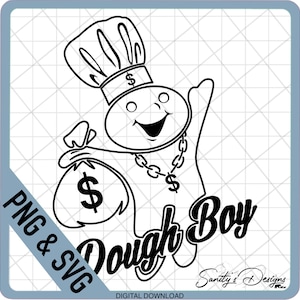 Dough Boy, Zarys, Worek pieniędzy png, Dough Boy svg, Pobieranie cyfrowe, Klasyczny Pillsbury Dough Boy, SVG, PNG Pobieranie pliku cyfrowego