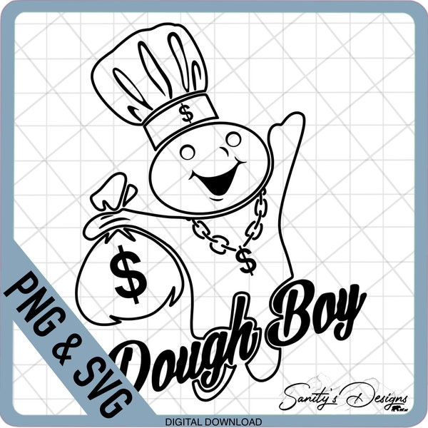 Dough Boy, Outline, Money Bag png, Dough boy svg, Digital Download, Classic Pillsbury Dough Boy, SVG, PNG Digital Download File