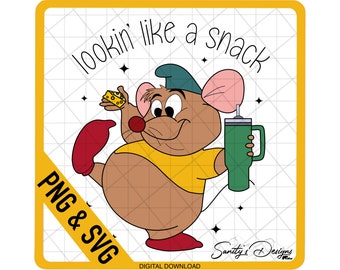 Gus Gus Mouse png, Layered SVG, Stanley, Cute, Princess, Cartoon, Snack svg, White and Black, Cheese, SVG, PNG Digital Download File