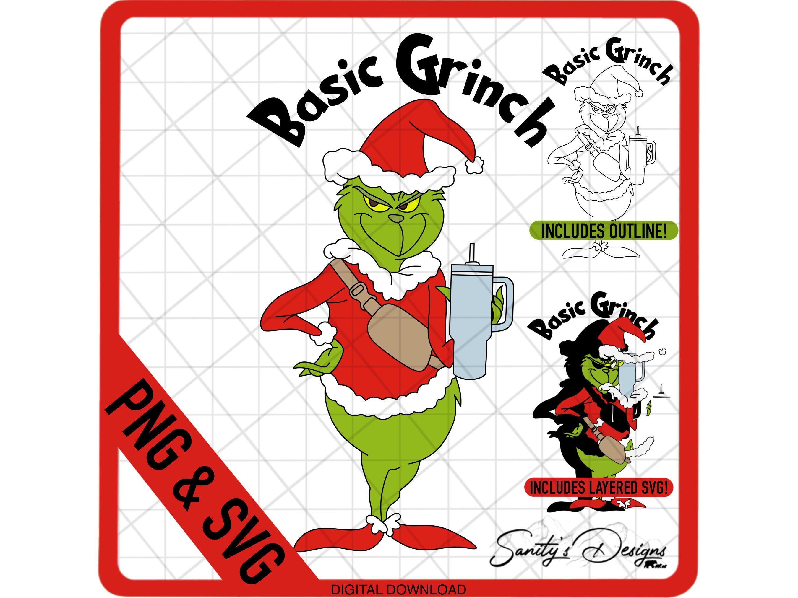 Grinch Stanley Tumbler Bougie Babes SVG, Grinch Cup And Bag SVG