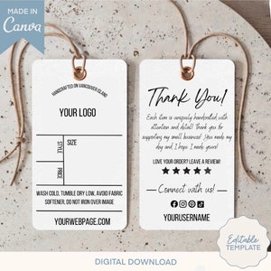 Editable Clothing Hang Tag Template Clothing Tags Hang Tag Custom Tags  Custom Hang Tags Clothing Labels Custom Clothing Tags TG8 