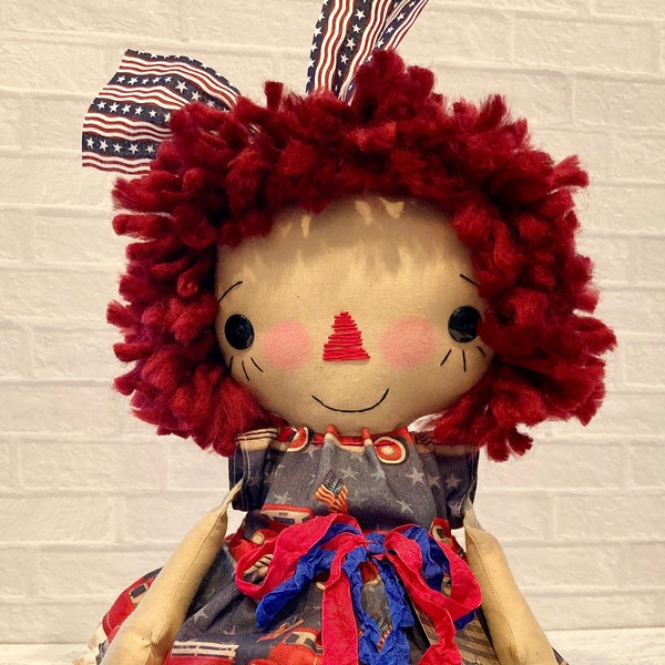 Americana Annie - Rag Doll - Patriotic Raggedy Ann Doll - Holiday Rag Doll - Hand Made Doll