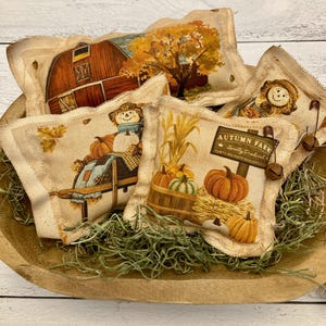 Scarecrow Bowl Fillers - Holiday Pillows - Primitive Fall Bowl Filler