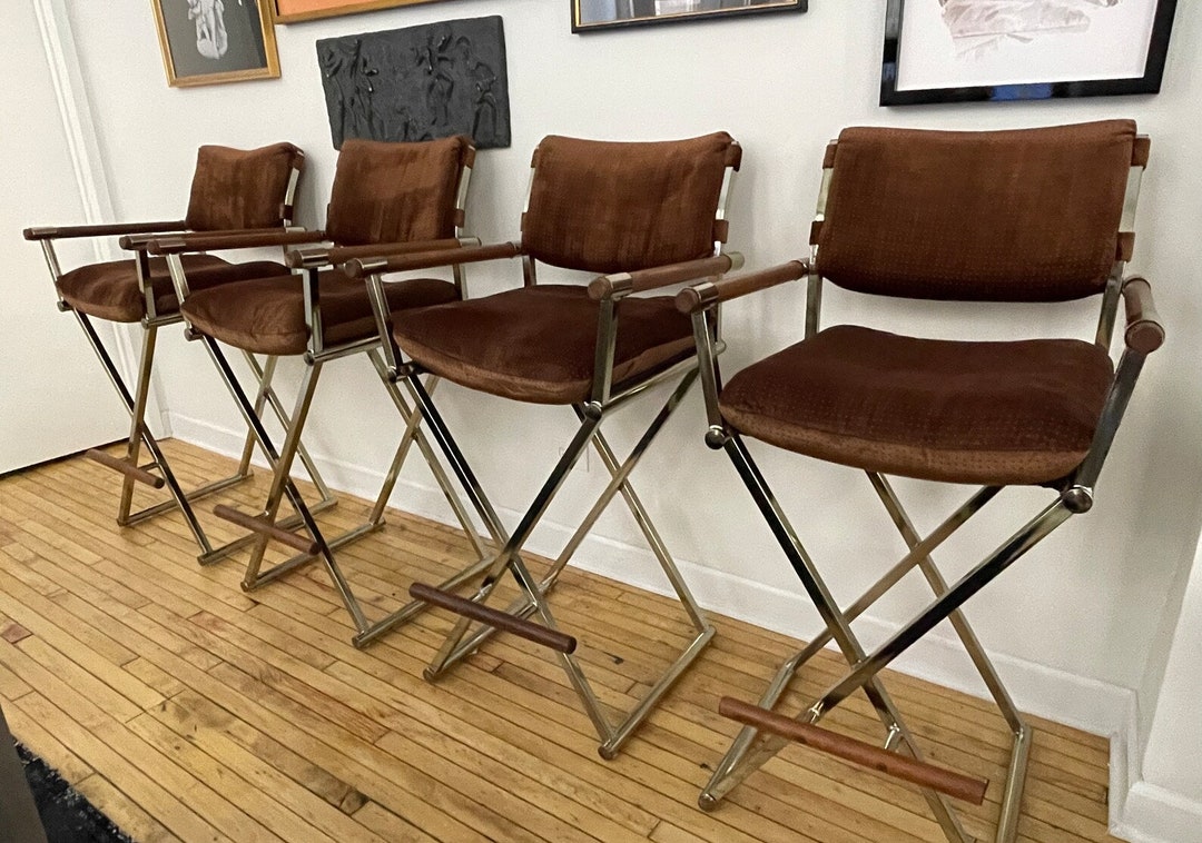 Vintage Director Bar Stools in the Style of Milo Baughman Etsy