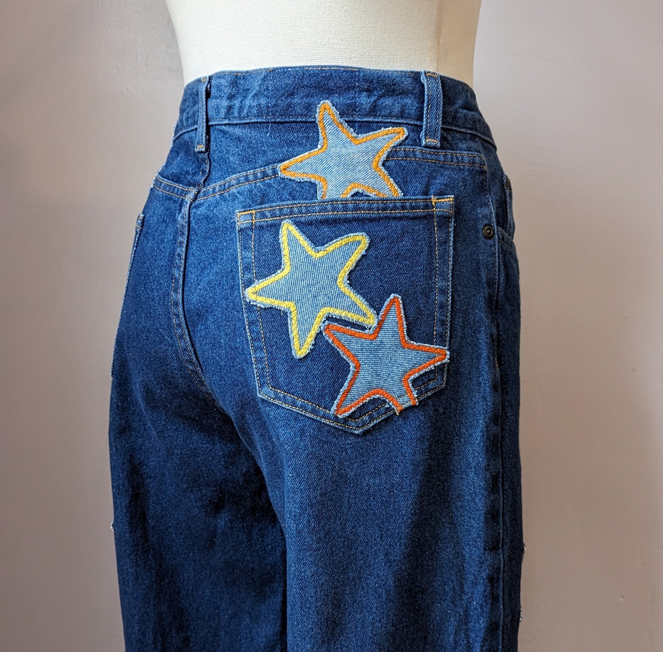 Star Patchwork High-Rise Jeans