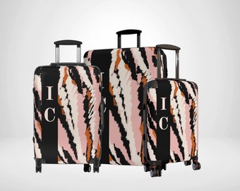 Abstract Art Effect Personalised Suitcase, Modern Paint Lines