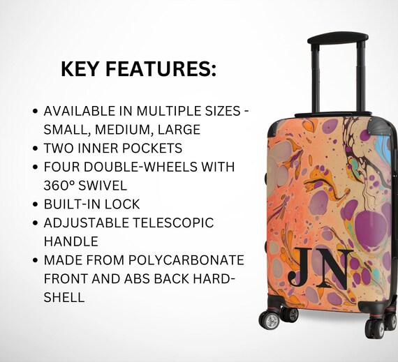 Cabin Suitcase Personalised Hard Case Suitcase Personalised Suitcase Marble  Bronze Initial Cabin Spinner