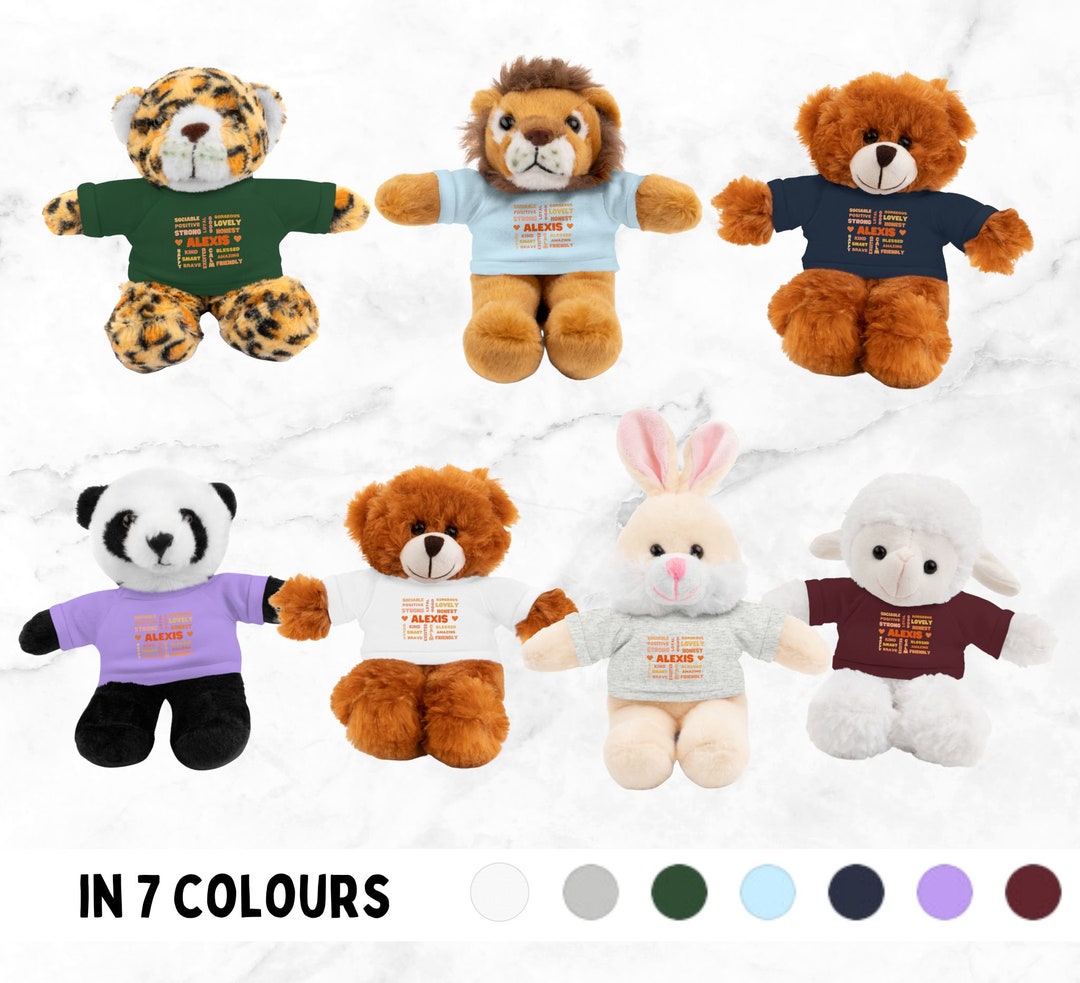 Personalized Name Stuffed Animal Plushie Customized Cuddly Etsy