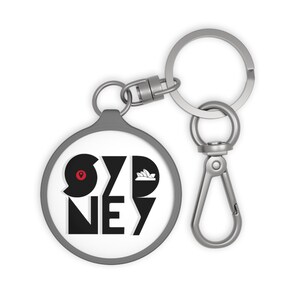 Sydney Australia Keyring, Australian Travel Location Pin Keychain, City Round Key Holder, Silver Key Ring Tag Gift, Holiday Charm Accessory