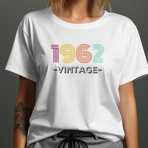 Retro 1962 Vintage Graphic T-Shirt, Classic 60s Birthday Shirt, Nostalgic 1962 Design, Perfect Gift for 1962 Birth Year Celebrations