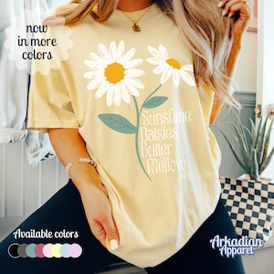 Sunshine Daisies Butter Mellow Weasley Tshirt, COMFORT COLORS Floral Spring Clothing Shirt for Book Lovers, Wizard World Potter Fan Gift