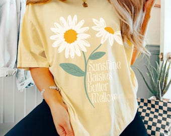 Camiseta Sunshine Daisies Butter Mellow Weasley, COMFORT COLORS Camiseta de ropa primaveral floral para amantes de los libros, regalo para fans del mundo mágico de Harry Potter