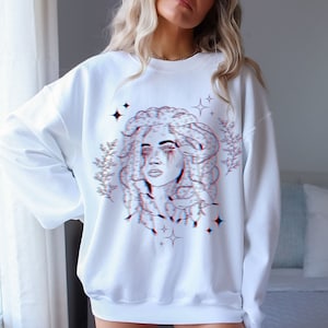 Goddess Medusa 3D Effect Sweatshirt, Turn Your Fears Into Stone Witchy Feminist Shirt, Trippy Psychedelic Minimalist Mythology Clothing