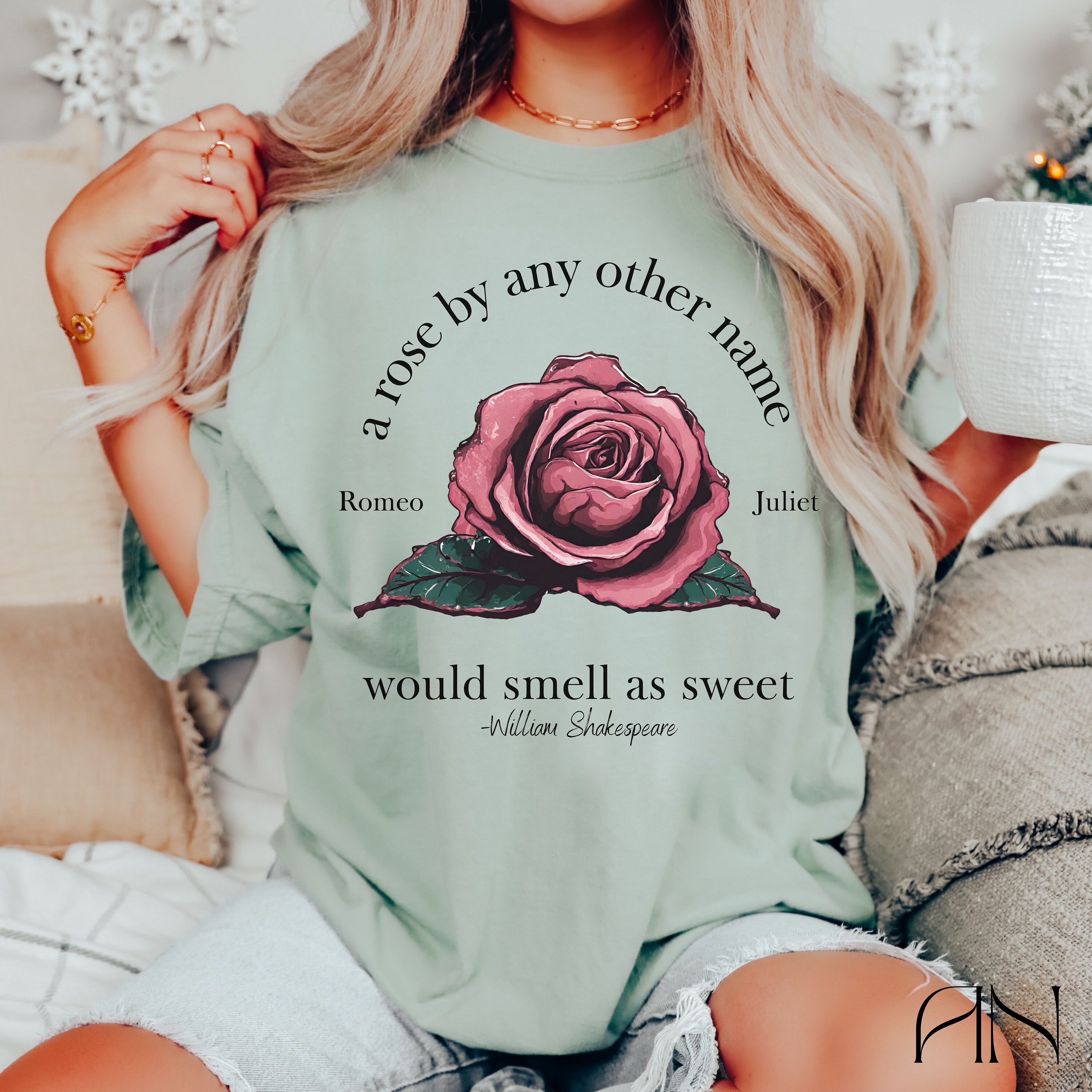 Shakespeare Romeo and Juliet Rose Quote Tee Shirt, Bookish Poetry
