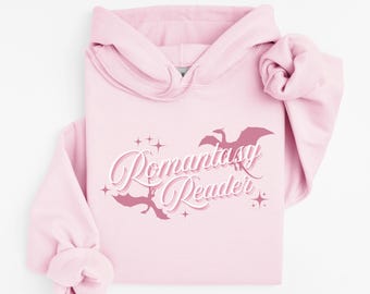Sudadera con capucha extragrande y suave con estampado gráfico de Romantasy Reader para amantes de los libros.
