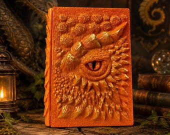 Dragon Eye Notebook, 3D Resin Embossed Fantasy Journal, Dragon Lover Gift, Gothic Grimoire Diary, Handmade Collectible Notebook