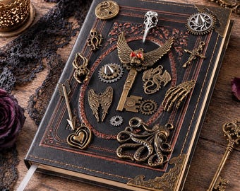 Gothic Journal A5 Handmade, Vampire Diary & Steampunk Notebook, Dark Academia Journal, Witch Grimoire, Book of Shadows.