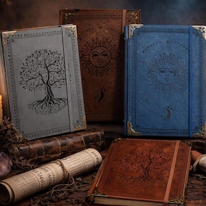 Tree of Life Vegan Leather Refillable Journal, A5 Grimoire Notebook, Yggdrasil Diary, Mystical Writing Journal, Dark Academia Gift