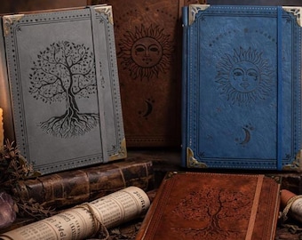 Tree of Life Vegan Leather Refillable Journal, A5 Grimoire Notebook, Yggdrasil Diary, Mystical Writing Journal, Dark Academia Gift