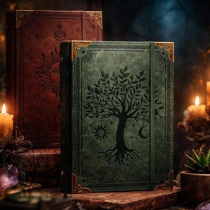 Nachfüllbares Notizbuch aus veganem Leder mit Baum des Lebens, A5-Grimoire-Notizbuch, Yggdrasil-Tagebuch, mystisches Schreibjournal, Geschenk für Dark-Academia-Fans