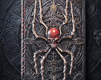 Gothic Spider Skull Journal, The Crimson Reaper Embossed Grimoire, Dark Fantasy Esoteric Notebook, Witchcraft Diary, Halloween Gothic Gift