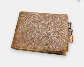Handmade Vintage Leather Journal - Embossed Floral Writing Journal - Gift for Writer