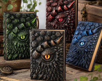 Dragon Eye Journal, 3D Resin Fantasy Notebook, Gothic Grimoire Diary, Dragon Scale Cover, DnD RPG Journal, Dragon Lover Gift