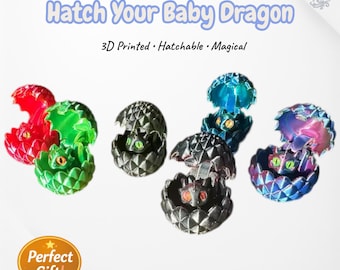 Crystal Dragon Egg – 3D Printed Articulated Baby Dragon, Hatchable Dragon Egg, Fidget Toy, DnD Fantasy Decor, Gift for Dragon Lovers