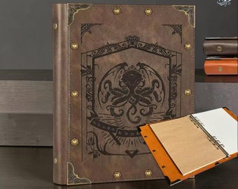A5 Refillable DND Notebook, Dragon Vegan Leather Binder, Fantasy RPG Journal Planner, Dungeons and Dragons Gift, 200 Sheets