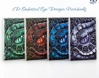 Dragon Eye Journal A5 – 3D Embossed Vegan Leather Notebook, Gothic Dark Academia Grimoire, Fantasy RPG DND Gift