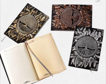 Tree of Life Embossed Vegan Leather Journal – A5 Nature Notebook, Spiritual Grimoire, Dark Academia Writing Journal, RPG DND Gift