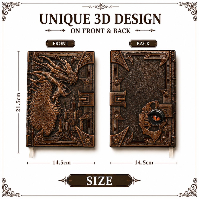 Dragon grimoire notebook, embossed dragon journal, fantasy notebook, dark academia journal, vegan leather notebook, DND journal, RPG notebook, gothic grimoire, medieval fantasy diary, dragon writing journal, mythical notebook, vintage fantasy journal, collectible fantasy notebook, magical writing diary, antique style notebook, fantasy worldbuilding journal, dragon aesthetic, enchanted notebook, roleplay notebook, writer gift, fantasy gift, gothic notebook, creative writing journal