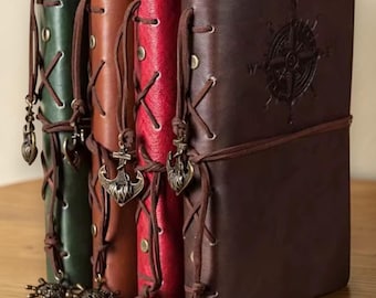 Personalized Travel Journal, Refillable Vegan Leather Notebook, Vintage Compass Diary, Adventure Journal, Writer Gift, Travel Gift
