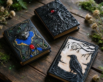 Dark Fantasy Journal – The Forgotten Guardians, Fox Raven & Evil Eye Grimoire, Gothic Notebook, Dark Academia Gift