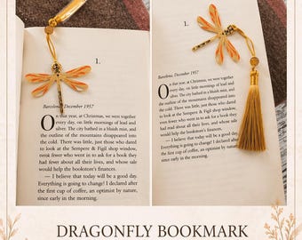 Elegant Metal Bookmark Set with Tassels – Dragonfly Leaf Clover Floral Page Markers – Reader Gift – Book Lover Gift