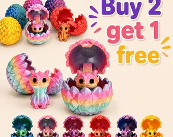 Crystal Dragon Egg – 3D Printed Articulated Baby Dragon, Hatchable Dragon Egg, Fidget Toy, DnD Fantasy Decor, Gift for Dragon Lovers